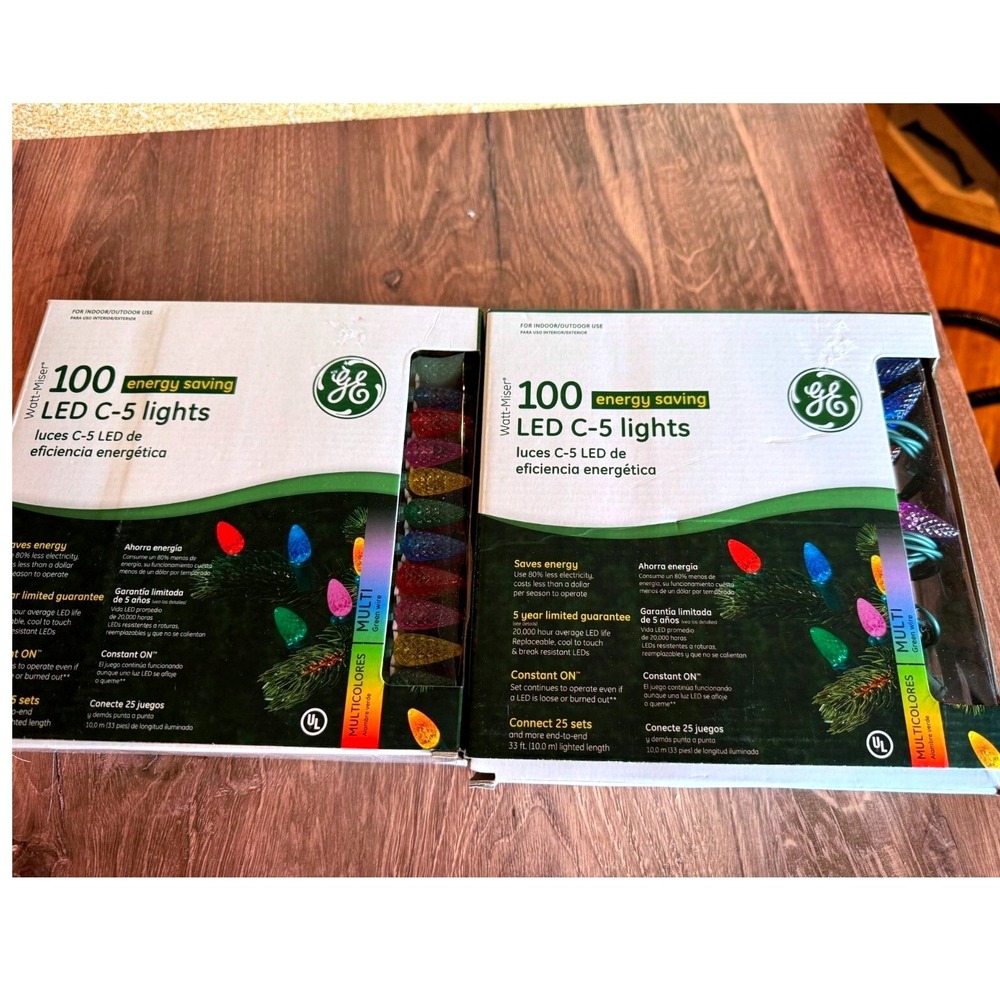 2 Boxes of GE LED‎ C-5 Multicolor Lights – 100 Count Each! ✨
